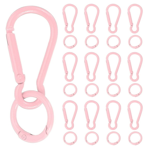 Uxcell 20 Pcs Spring Snap Clip, Spring Snap Key Chain Hook with O Ring, Multipurpose Candy Color Quick Link Keychain Clips Buckle for DIY Lanyard Crafts Camping Backpacking, Pink