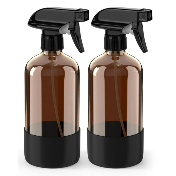 Botella de aerosol Bontip Amber Glass de 500 ml con funda de silicona, paquete de 2
