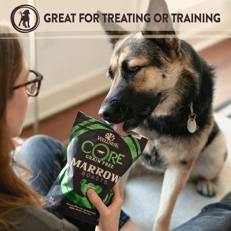 Wellness CORE Marrow Roasts Natural Grain Free Dog Treats Turkey Recipe 8 Ounce Bag