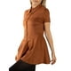 thumbnail image 1 of Jess por Meiko Vestido de Mujer de Manga Corta con Botones, Cintura Baja, Cuello, Vestido Mini Acampanado M Naranja Quemado, 1 of 8
