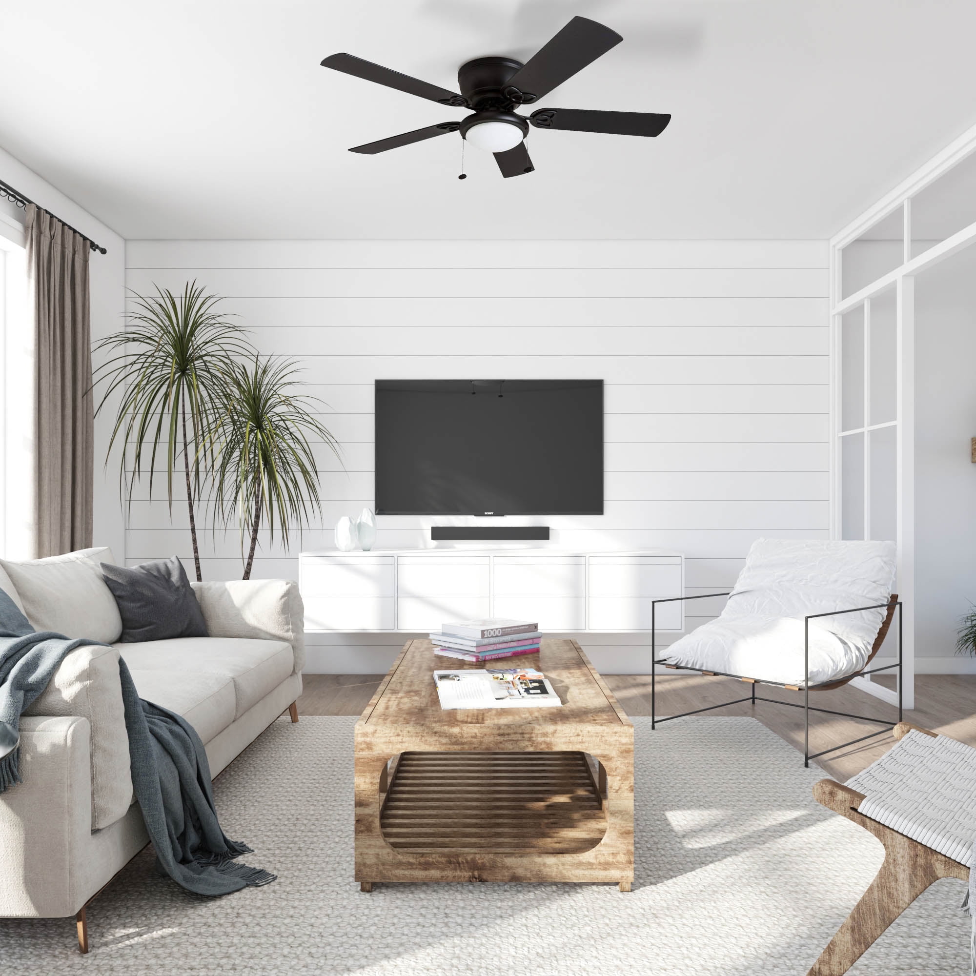 Prominence Home Benton 52\" Indoor LED Ceiling Fan with Light and Pull Chain, Matte Black