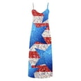 thumbnail image 5 of Wycnly Formal Dresses for Women 4th of July Loose High Waist Spaghetti Strap Independece Day Long Dresses V-Neck Sleeveless Star American Flag Print 2025 Summer Maxi Dress Blue XL, 5 of 5