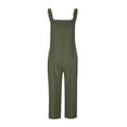 thumbnail image 5 of ShomPort Jumpsuits for Women Sleeveless Square Neck Summer Casual One Piece Rompers Wide Leg Long Pants Jumpsuits with Pockets (X-Large, Army Green), 5 of 6
