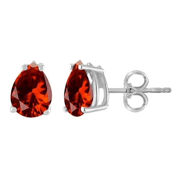 8x6 Pear Shape Garnet Earrings in 14k White Gold