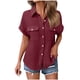 thumbnail image 1 of Craaazy Ladies Oversized Short Sleeve Tunic Tops, Lightweight Cotton Shirt, Turndown Collar Button Up Blouse with Chest Pockets for Everyday Outfits Gifts, 1 of 6