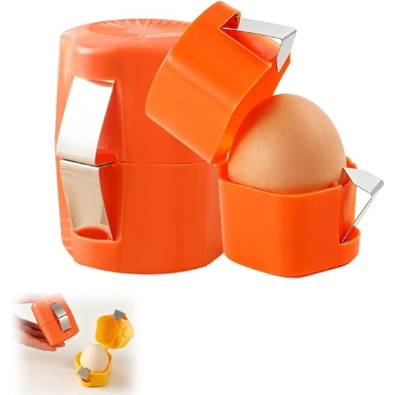 ZUTOYBOLIN 2 Pcs Egg Shell Opener, 2026 New Egg Cracker Cutter Tool for Hard Boiled Egg, Handheld Egg Separator for Raw Eggs, Stainless Steel Egg Cracker Shell Opener for Home Kitchen Use (Orange)