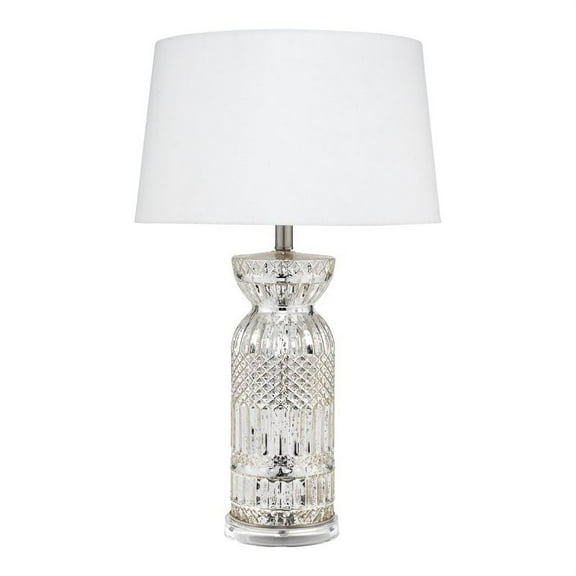 Eden Home Traditional Style Glass Table Lamp in Silver Mercury Finish