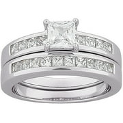 4.8 Carat T.G.W. CZ Square Wedding Ring Set in Sterling Silver