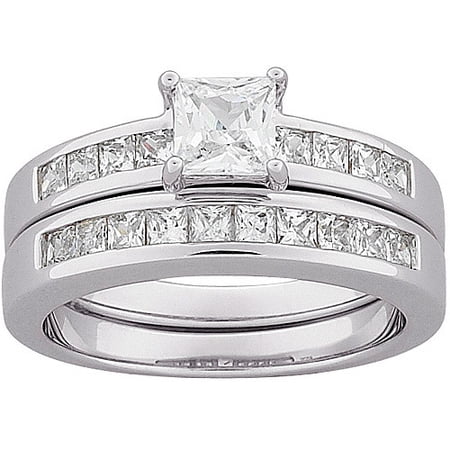 4.8 Carat T.G.W. CZ Square Wedding Ring Set in Sterling Silver
