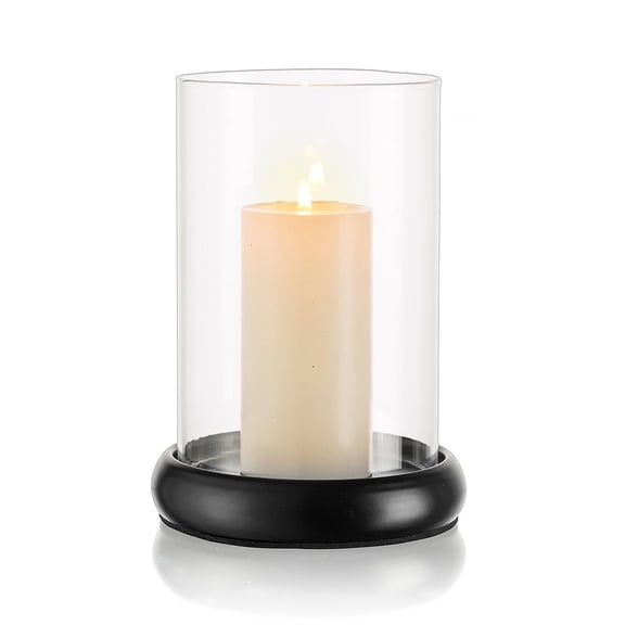 Nuptio Hurricane Candle Holder for Pillar Candle, Cylinder Lantern with Metal Tray for Mantel Fireplace Coffee Table Decorative Decor