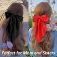 thumbnail image 4 of CoCoMangos Hair Bows for Women Girls 3Pcs Pink Red Rose Red Silky Satin Large Bows Hair Clip Oversized Hair Ribbons Long Tail Big Bows Hair Accessories, 4 of 7