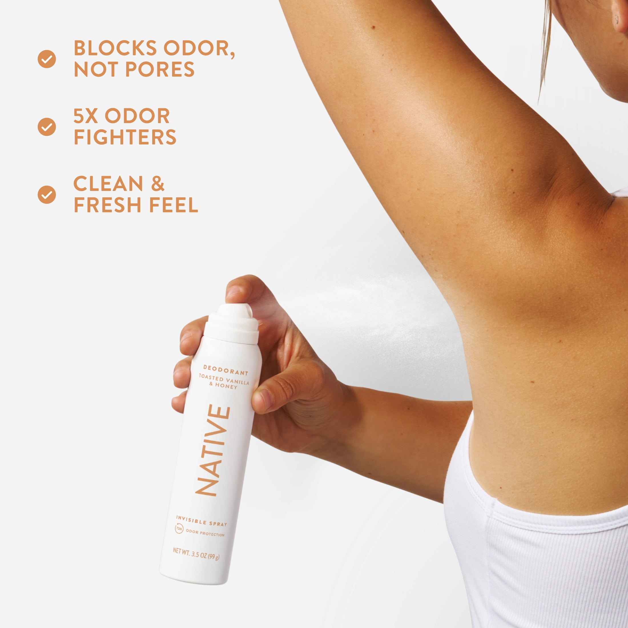 Native Deodorant Spray for Women, Aluminum Free, Toasted Vanilla & Honey, 3.5 oz