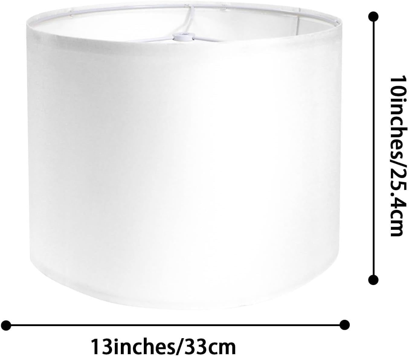 White Lamp Shades Set of 2, Medium Drum Lamp Shade 13"Top x 13"Bottom x 10"High(Spider), Lampshades Replacement for Table Lamps Floor Lamps, Natural Linen Hand Crafted, Easy Assembly Required