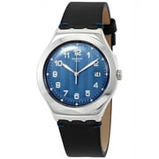 Swatch Cotes Blue Blue Dial Black Leather Men's Watch YWS438