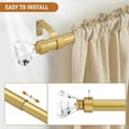 thumbnail image 2 of Knobelite 2 Pack 1-Inch Diameter Single Window Treatment Curtain Rod, Crystal Finial Home Curtain Rods,22-inch to 42-inch Adjustable(1.8-3.5ft), Gold Curtain Rods for Windows, 2 of 6