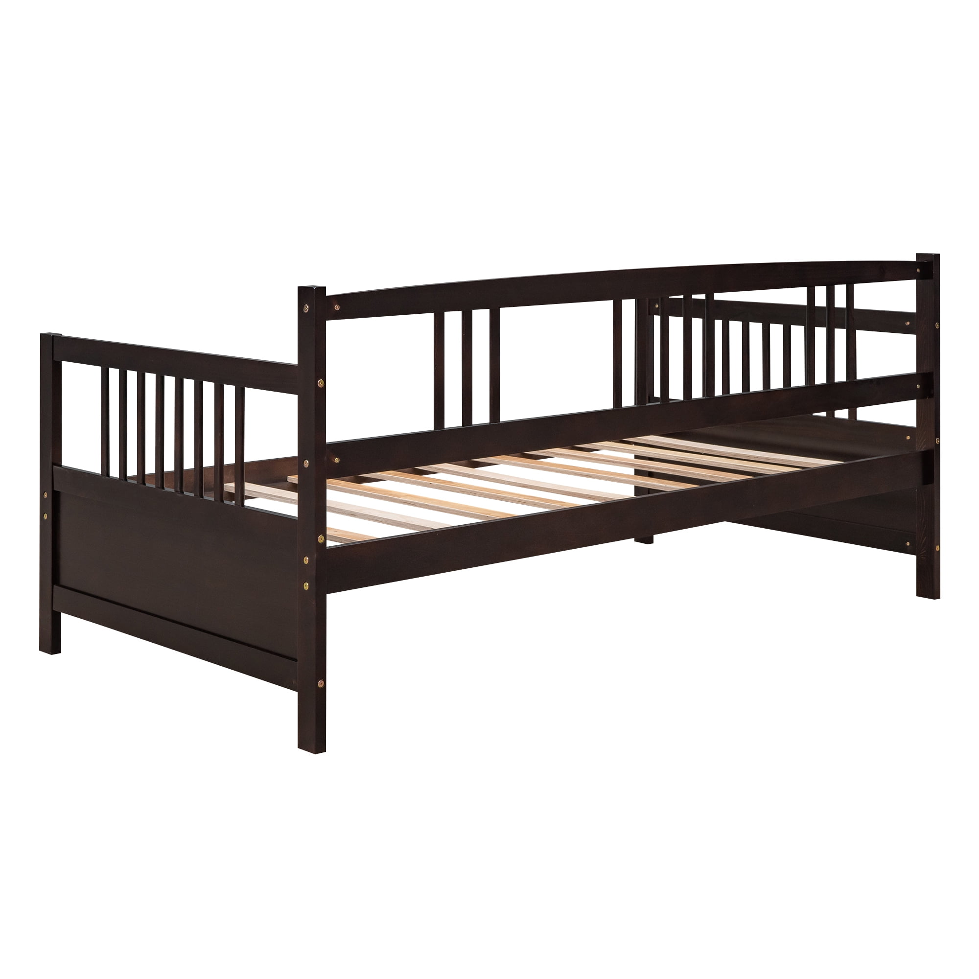 Gewnee Solid Wood Twin Size Daybed with Wooden Slats Support,Espresso