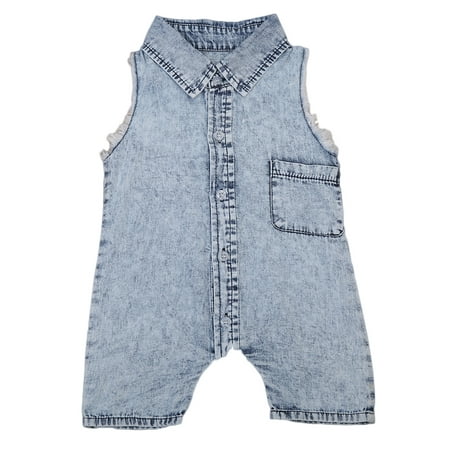 

Inevnen Newborn Baby Sleeveless Denim Blue Jumpsuit Romper Infant Bodysuit