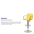 thumbnail image 2 of 2 Pk. Contemporary Yellow Quilted Vinyl Adjustable Height Barstool with Arms and Chrome Base, 2 of 9