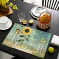 thumbnail image 3 of Sunflowers Placemats Set of 6, Botanical Ombre Flowers You Are My Sunshine Placemats for Dining Table, Place Mats for Kitchen Tabletop, Waterproof Wipeable Dining Table Mats Set, 3 of 9