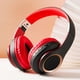 thumbnail image 1 of Auriculares inalámbricos Bluetooth negros y rojos, diadema metálica telescópica grande, 1 of 2