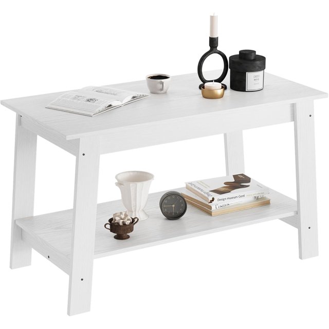 31.5" Rustic Coffee Table for Living Room, Rectangular Wooden Centre Table with Storage Shelf, Easy Assembly & Compact for Small Spaces, Flats