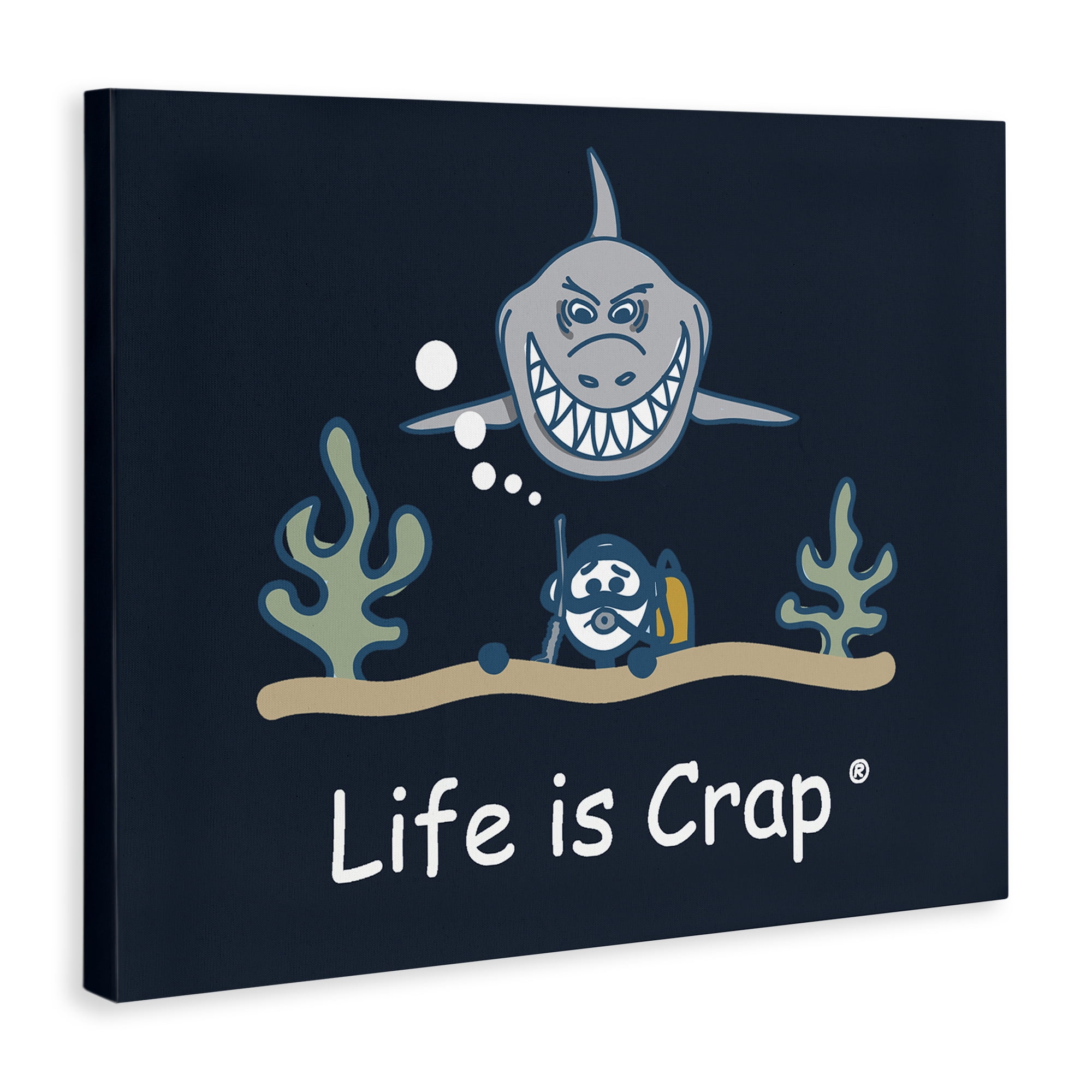 Stupell Industries Scary Scuba Shark Novelty & Humor Painting Wrapped Canvas Art Print Wall Art, 30 x 24