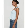 thumbnail image 6 of Women Lace Babydoll Tank Top Cap Sleeve See Throught Y2k Summer Going Out Crop Tops Light Blue S, 6 of 8