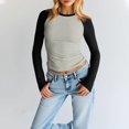 thumbnail image 7 of Raglan Sleeve Tops for Women Slim Fit Stretchy Color Block Raglan Shirts Workout Gym Athletic Baseball Tee Soft Stretch Fall Winter Underwear, 7 of 7