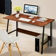 thumbnail image 3 of 47.2"x16.5"x28.3"/31.5"x14.6"x28.3" Simple Style Modern Computer Writing Desk, Home Office Teen Student PC Table with Metal Frame and Brown/White Wood Top, 3 of 8