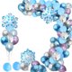 thumbnail image 1 of Kit con forma de arco para globos, diseño de copos de nieve, 97 unidades, con globos de látex de col, 1 of 2
