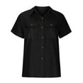thumbnail image 5 of SXcggal Womens Pockets Short Sleeve Blouse Tops Solid Casual Short Sleeve Shirt Blouse Comfortable Casual Elegan Fashionable Women's Short Sleeve Top, 5 of 9