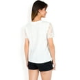 thumbnail image 5 of Women's Lace Eyelet Top with Scalloped Short Sleeves and Embroidered Details- White,Medium, 5 of 7