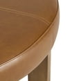 thumbnail image 4 of Christopher Knight Home 35" Round PU Leather Ottoman Coffee Table, Tufted Footrest with Wooden Base, Light Brown, 4 of 10