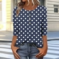 thumbnail image 6 of Viluyesy 3/4 Sleeves T-Shirt Women Round Neck Shirt Tops Relaxed Button Loose Blouse Navy Size 3XL, 6 of 7