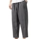 thumbnail image 1 of Pantalones largos para hombre, moda de verano, lisos, informales, con cintura elástica y bolsillos, 1 of 4