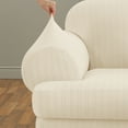 thumbnail image 2 of SureFit Stretch Pinstripe 2 Piece T Cushion Loveseat Slipcover in Cream, 2 of 2