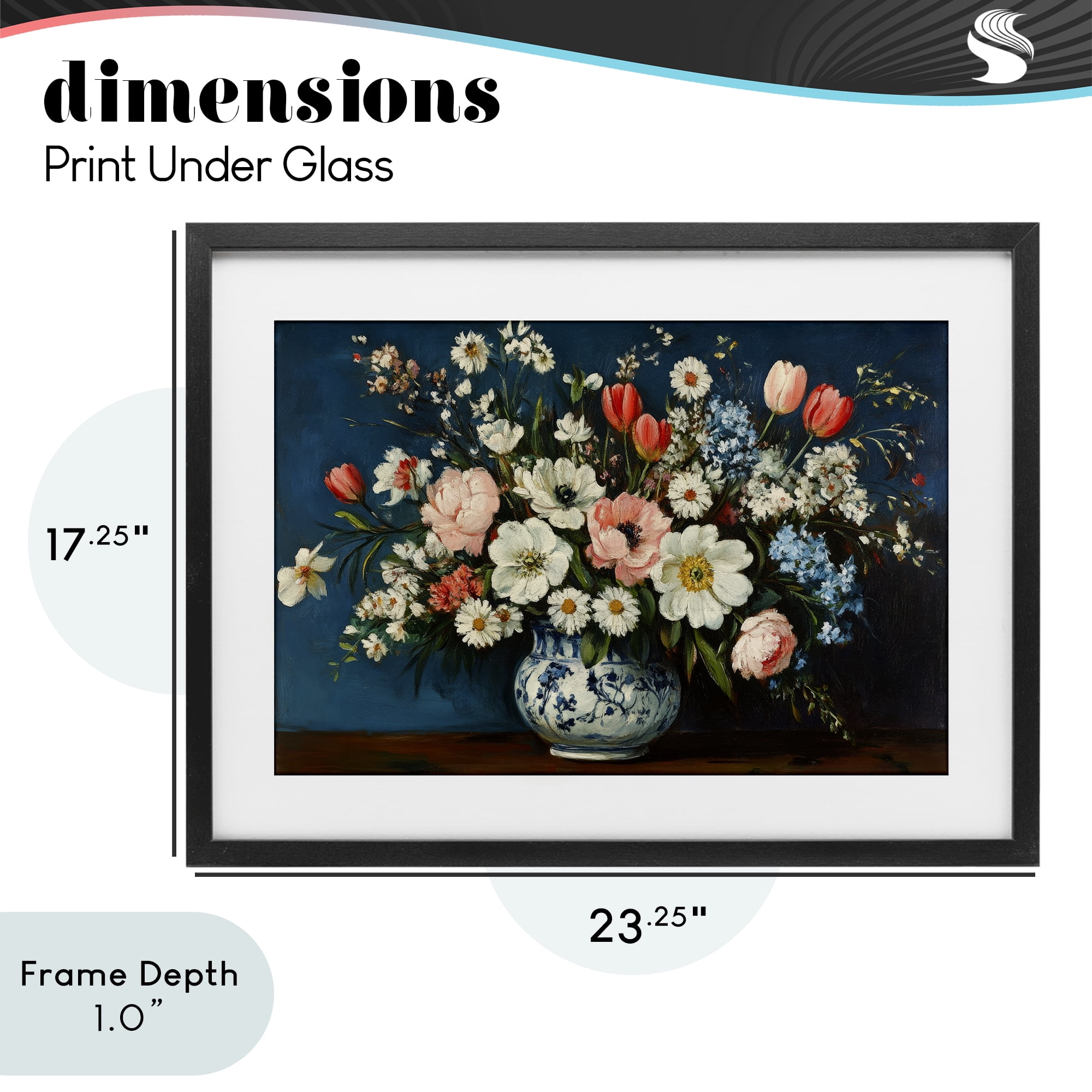 Stupell Industries Colorful Bouquet in Vase Black Framed Print Under Glass, design by Petal Prints Design