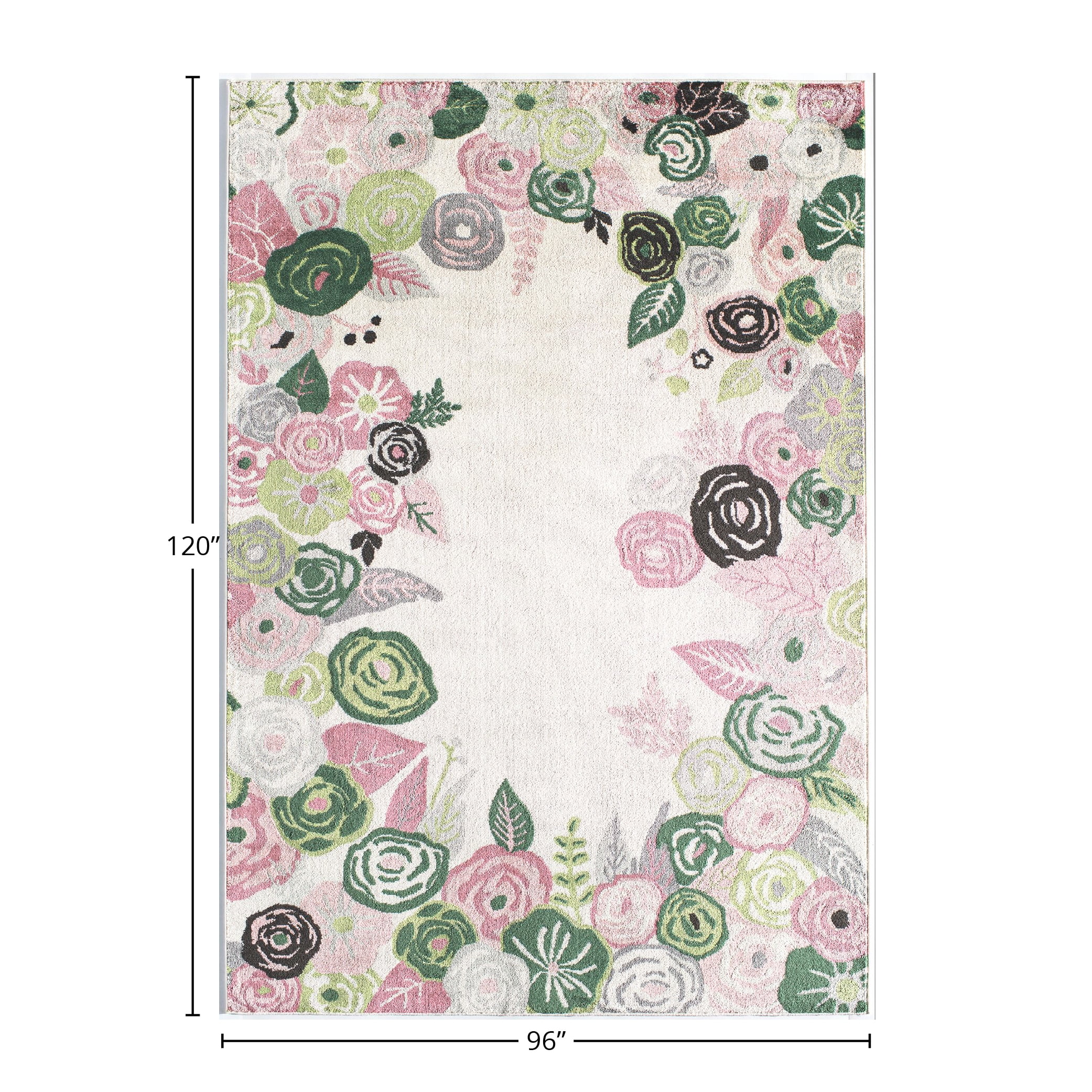 Rugs America Hanna VA35B Royal Blossom Pink Ivory Floral Transitional Beige Area Rug, 8'x10'
