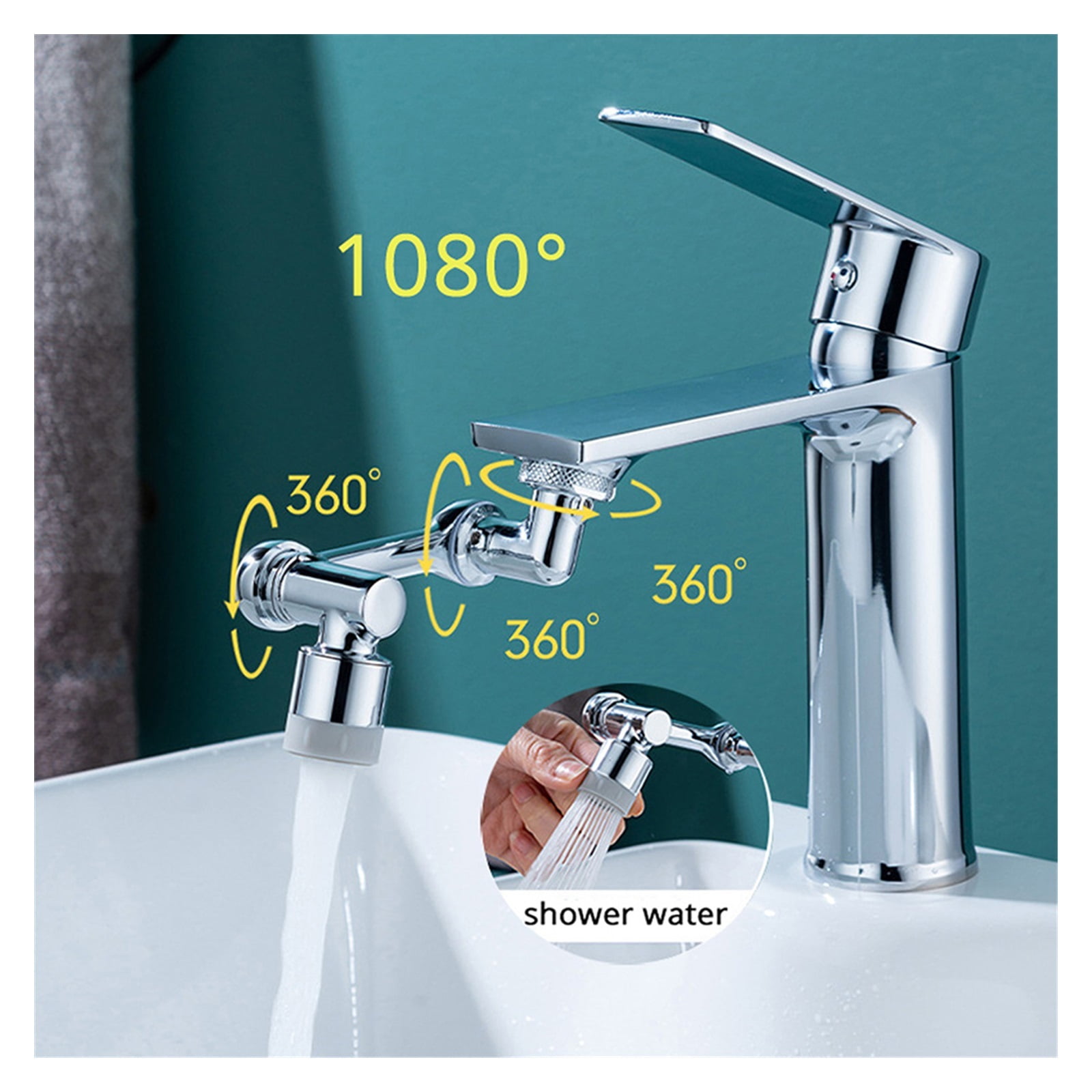 Universal 1080 Degree Faucet Aerator Rotation Wash Faucet Aerator Anti Splash Bathroom Sink Tap Kitchen Extend Adapter Nozzle ,Durable Material