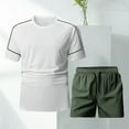 thumbnail image 2 of Mrmaere Men's Crew Neck T Shirt and Shorts Set Short Sleeve 2 Piece Pullover Moisture Wicking for Gym Workout White M, 2 of 9