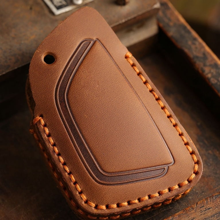 Cowhide Leather Key Fob Case Cover – 5 Button For Chevrolet, GMC, Buick (Remote Start & Trunk Release)