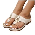 thumbnail image 6 of Womens Wedge Sandals,Women's Sandals,Wide Sandals for Women,Womans Sandals,Comfortable Sandals for Women,Women's Solid Color Set Flat Bottom Casual Beach Shoes Sandals Women's Shoes,Beige,6, 6 of 6