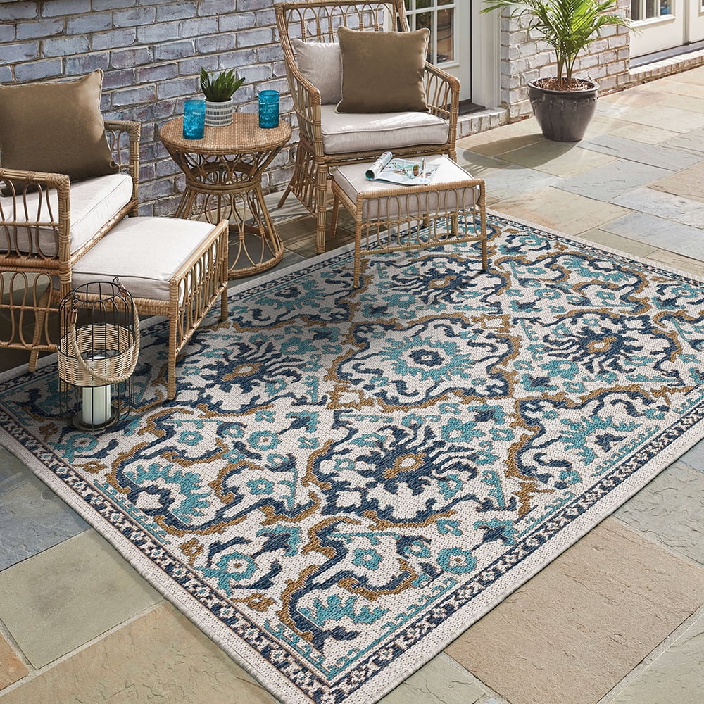 Mohawk Home Ravello Outdoor Area Rug, Blue, 4' x 5' 6"