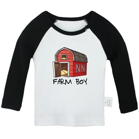 

iDzn Farm Boy Funny T shirt For Baby Newborn Babies T-shirts Infant Red Barn Cute Tops 0-24M Kids Graphic Tees Clothing (Long Black Raglan T-shirt 6-12 Months)