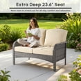 thumbnail image 4 of Ovios 4 Pieces Wicker Outdoor Patio Furniture with Coffee Table High Back All Weather Rattan Outdoor Sectional Conversation Set for Backyard Porch Garden, Beige, 4 of 8