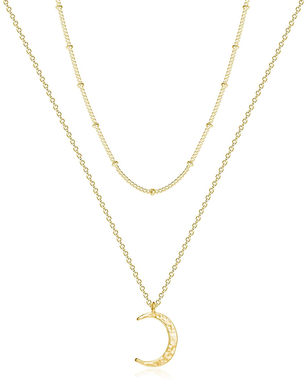 Women Moon Necklace Hammered Coin New 