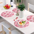 thumbnail image 6 of Ryvnso Pink Cherry Blossoms Flower Round Plate Mats Dining Table Placemat Set of 4 for Holiday Decoration, 6 of 7