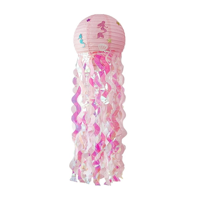 yuksok Jellyfish Paper Lanterns Mermaid Hanging 1PC Party Mermaid Party Jellyfish Pink