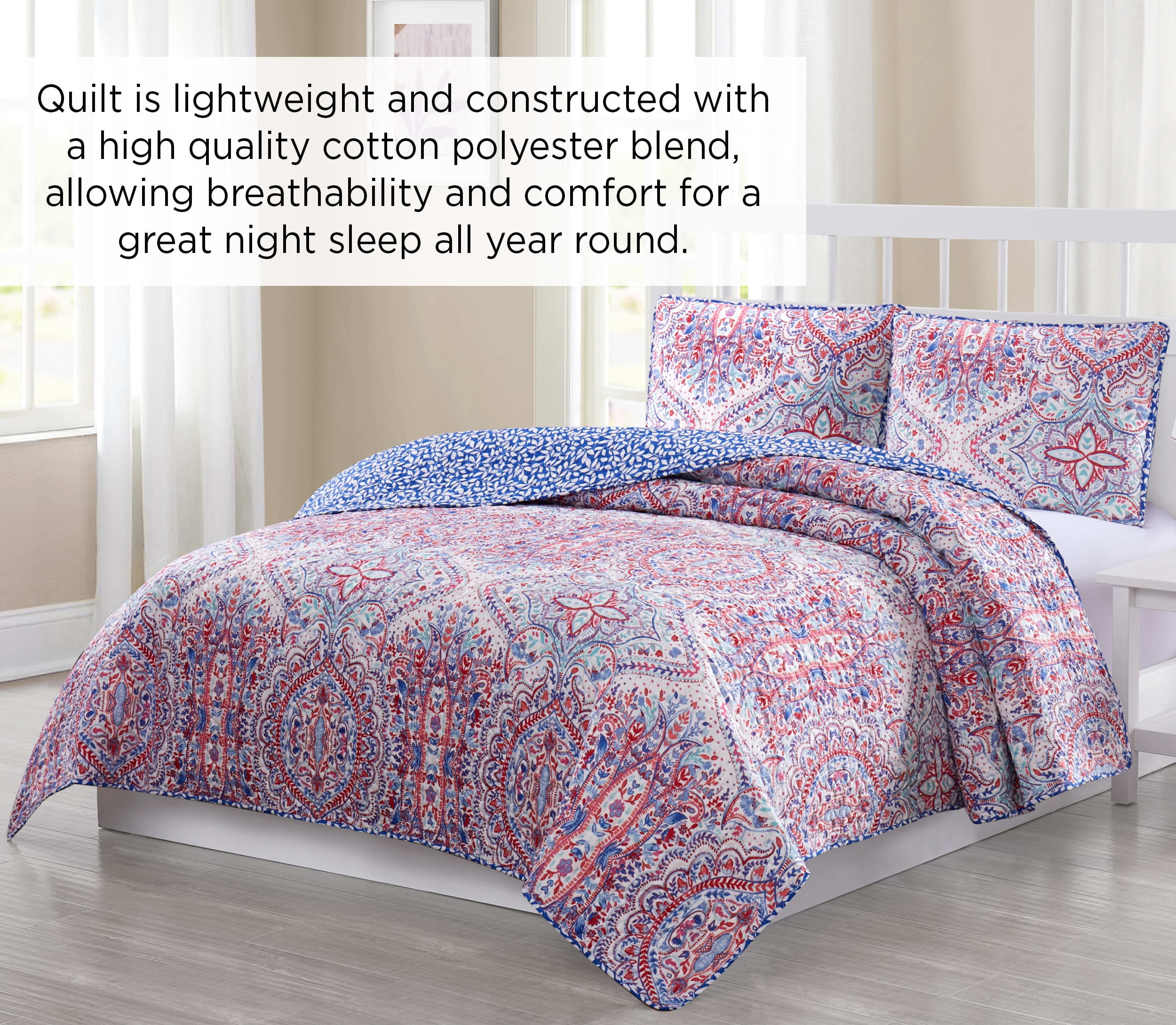 Boho Living Salvador Queen 3-Piece Quilt Set, Queen, Multi