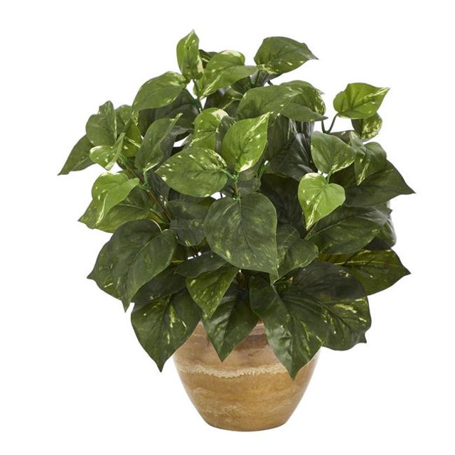 Nearly Natural P1458 14 in. Pothos Artificial Plant in Ceramic Planter